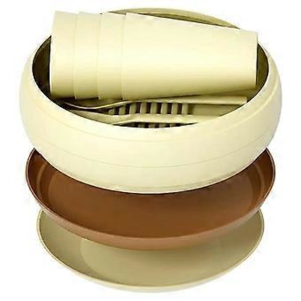 Camping Picknick Servisset, (17 delar) Portabel Återanvändbar Bestickset i Plast, Utomhus Essential Tallrik och Mugg
