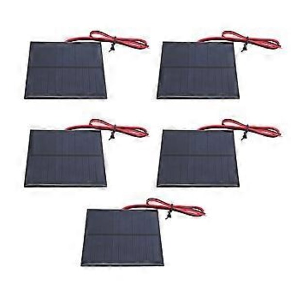 5 st Mini Solpanel Epoxi Strömkortsmodul 30CM Röd och Svart Tråd DC5.5V 160mA