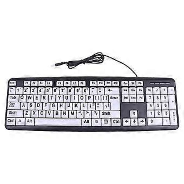 USB Kablet PC Datamaskin Spill Tastatur Høy Kontrast Stor Skrift Hvite Taster