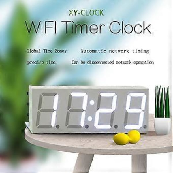 Wifi Tidtjeneste Ur Modul Automatisk Ur DIY Digitalt Elektronisk Ur Trådløst Netværk Tidtjeneste Blå
