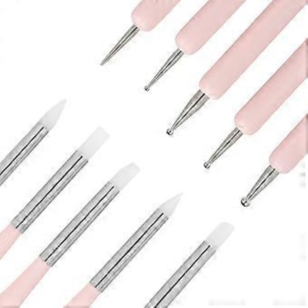 5 stk. 2-vejs negle dotting pen silikone neglepen neglekunst børste UV gel maleri tegnebørste manicure værktøj