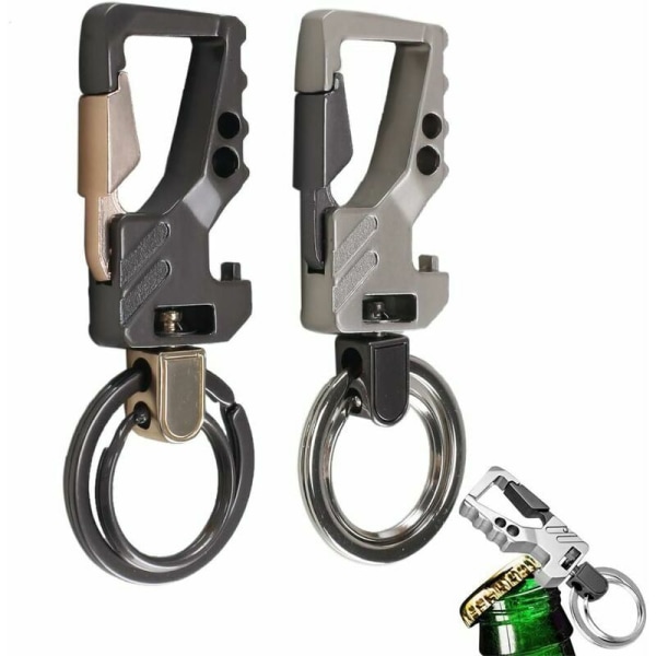 2 kpl miesten auton avaimenperä karabiini avainrengas pullonavaaja metalli avaimenperä pullonavaaja musta ja hopea