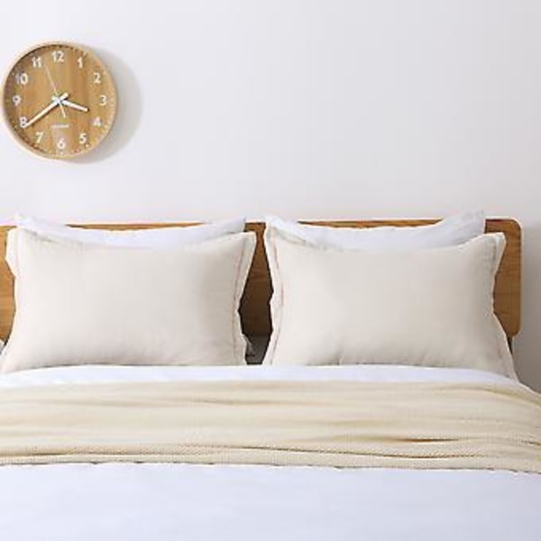 2 stk. ensfarget putetrekk myk bomull linblandet putevar beige 51*76cm