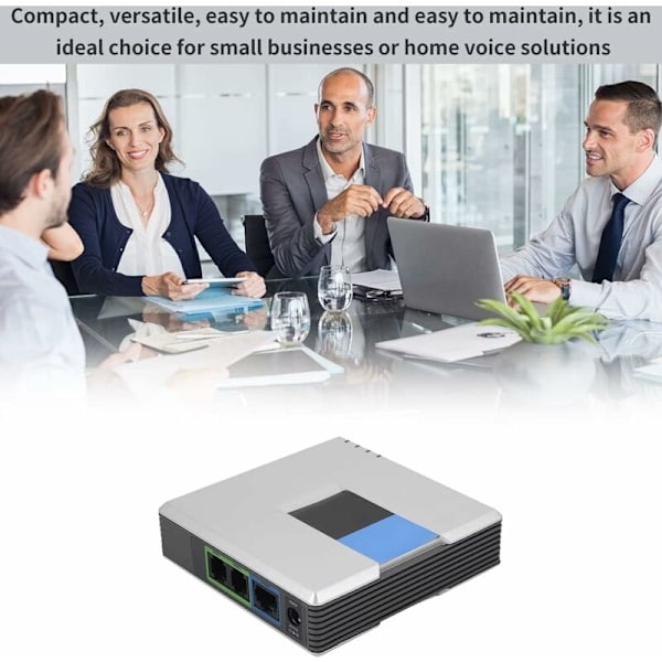 2-porttinen VoIP-yhdyskäytävä, Internet-puhelinsovitin, SIP V2 -protokolla, verkkokaapeli Linksys PAP2T:lle (EU-pistoke)