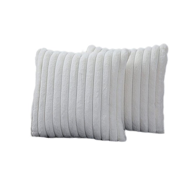 Mjuk plysch konstgjord päls modern texturerad accent kuddfodral 18x18 tum 2-pack, Boho dekorativa luddiga fyrkantiga örngott för soffa säng