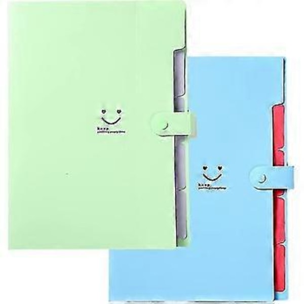 2 stycken A4 Dokumentmapp, Skrivbordsdragspelsmapp, Expanderande Filorganisatörer, 5 Fack, För Kontor Hem Skola