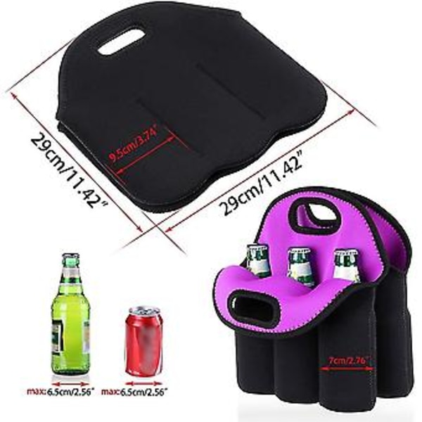 6 Pulloa Erittäin Paksu Eristetty Neopreeni Kantolaukku Olutpulloille, Tutteille, Tölkeille ja Juomille