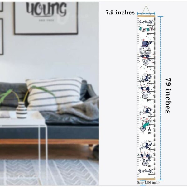 Tillväxtdiagram för barn, längddiagram för barn/pojkar/flickor/bebis, canvas & trä, avtagbar tillväxtlängddiagram, väggrumsdekor-cirkus