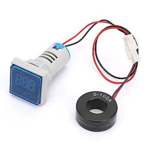 22mm LED-display AC Strömsignalindikator Digital Amperemeterindikator 0-100A AC220V (Blå)