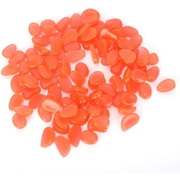 100 Pcs Luminous Artificial Light Emitting Stone Fluorescent Pebble Decor Garden Yard Aquarium Indoor Landscape Decoration(Peach Red)