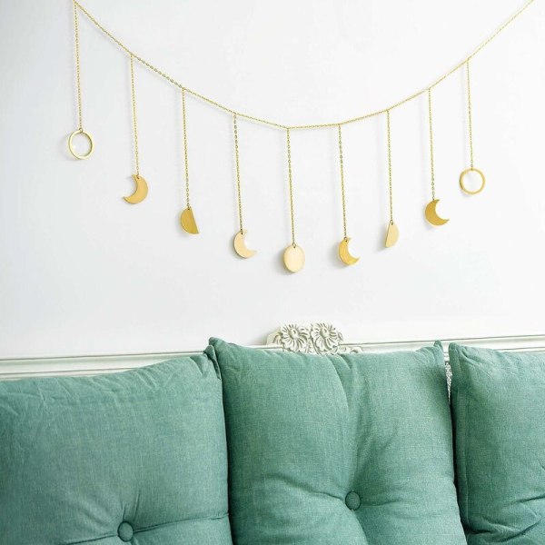 Månskensfas Garland med kedjor Boho Guld Skinande Fas Vägghängande Prydnader Semester Måne Häng Konst Rum Dekor för Sovrum Vardagsrum Apart