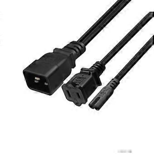 IEC320-C20 Hane till IEC320-C7 +1-15R Hona Strömförsörjningsomvandlarkabel Svart
