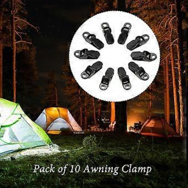 Förpackning med 10 Markisklämmor Presenningsklämmor Snäpphängare Tält Camping Överlevnad Åtdragningsverktyg