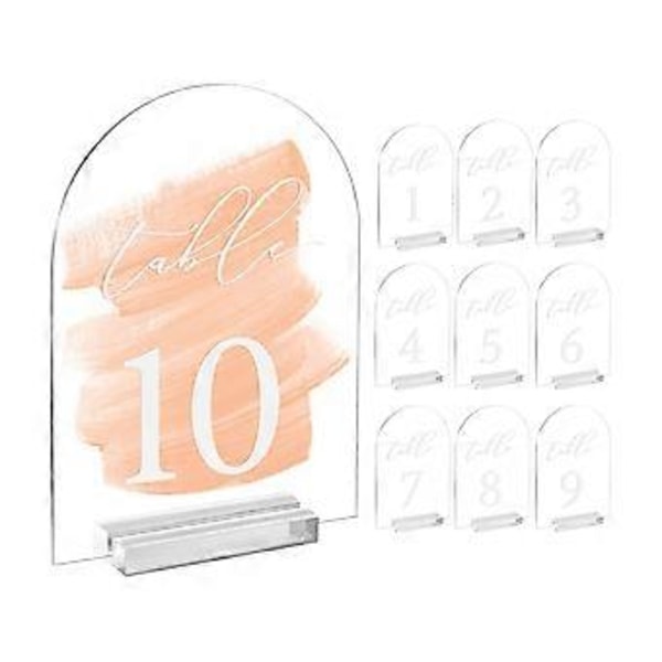Klare Bue Bordnummer for Bryllup, 5x7in Buet Akryl Bordnummer 1-10+Stativer, Klar Akryl Bue Bordplate Skilt