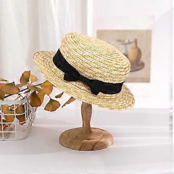 Sød Børne Piger Stråhat Sløjfe Solhat Børn Stor Skygge Strand Sommer Bådsmand Strand Bånd Rund Flad Top Fedora Hat