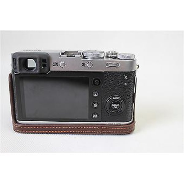 Skyddande Läder Kameraväska För Fujifilm X100f Mörkbrun