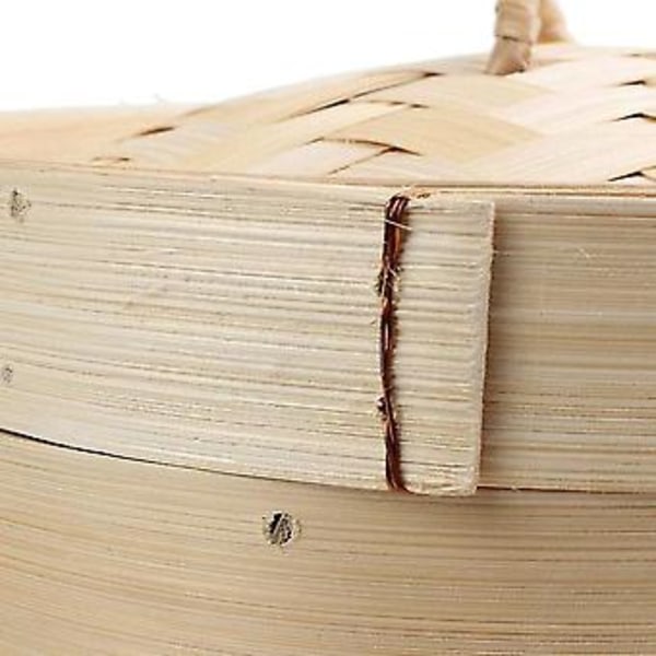 Bambusteamer 2 Våningar 20 cm Dim Sum Korg Ris Pasta Kokset Med Lock Från Steam Basket För Grönsaker