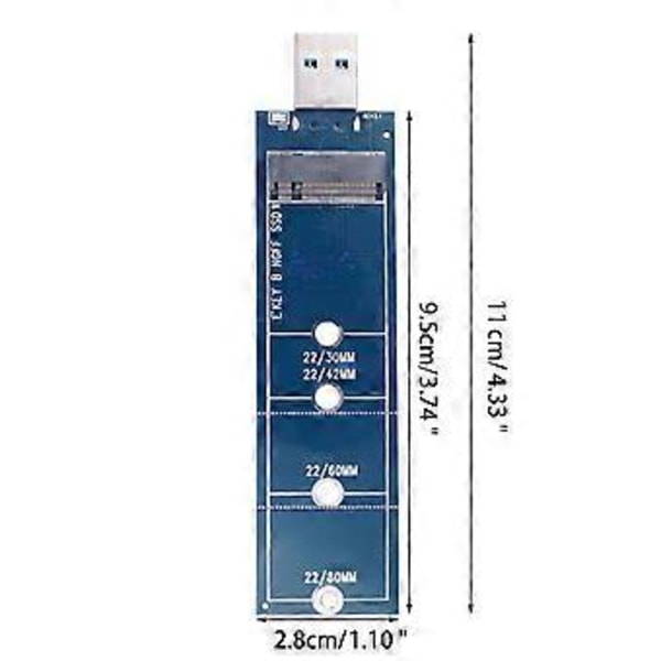 Kestävä USB3.0 - M.2 NGFF -sovittimelle avaimelle B B+M Type-A SSD 2230 2242 -kortti C