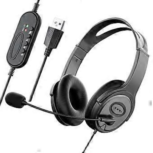 Call Center Headset Stereo Hörlurar med Brusreducerande Mikrofon för Zoom Skype Kontor Call Center Hem Podcast
