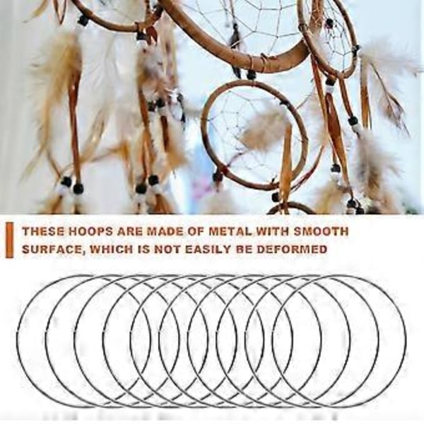 10 Pakning 4 Tommers Sølv Drømmefanger Metallringer Blomsterringer Krans Makrame Kreasjoner Ring for Håndverk DIY