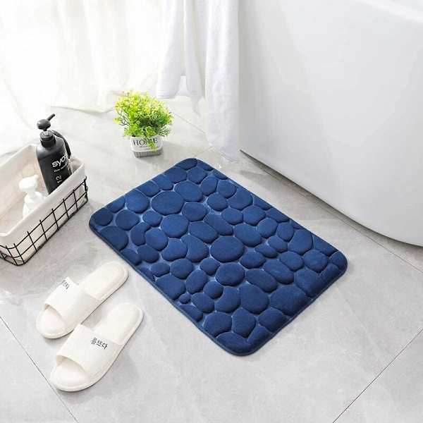 Badrumsmatta Anti-Slip 60x90cm Inomhus Dörrmatta Minnesskum Entrématta för Badrum Badkar Kök Marinblå