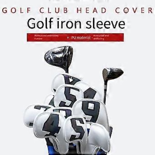 Golf Iron Cover Järnskydd PU Läder Wedge Skydd Skyddsfodral Flerfärgad Svart