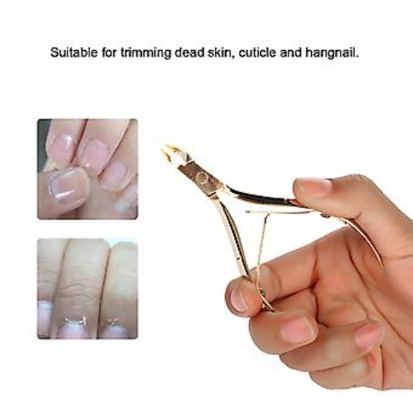 Nagelbandstång i rostfritt stål, nagelklippare, död hud sax, nagelmanikyrverktyg guld