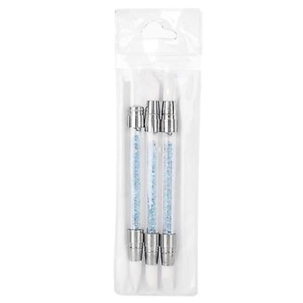 3 st Professionella Dubbla Huvuden Silikon UV Gel Nagelkonst Målning Skulptur Penna Verktygsset