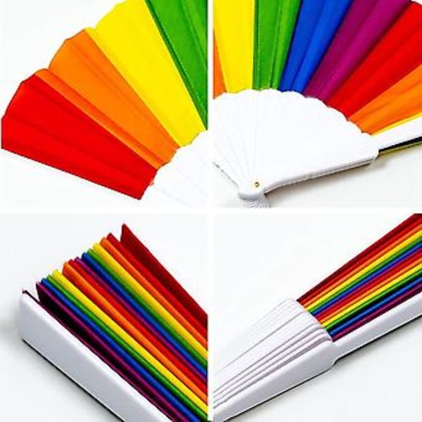 Regnbågsfläktar, 12-pack fläktar, Regnbåge Lgbtq Portabla Vikfläktar, Vikbara Handfläktar Partydekoration