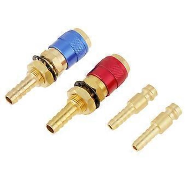 2 stk. 8 mm vandkølet & gasadapter hurtigkobling til TIG svejsebrænder