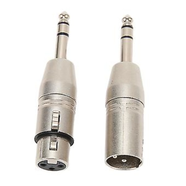2 stk. 1/4 tomme TRS til XLR-adapter 6,5 mm Stereo 1/4 TRS Hann til XLR 3-Pin Hunn og Hann Stereo Balansert Lydkontakt