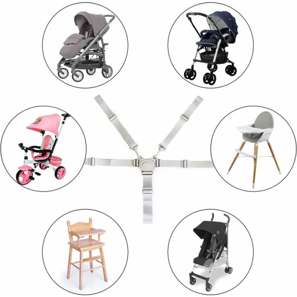 Baby , Baby , 5-punkts justerbara barnstolsselebälten, Barnvagn Universal Barnvagnsbälten (grå)