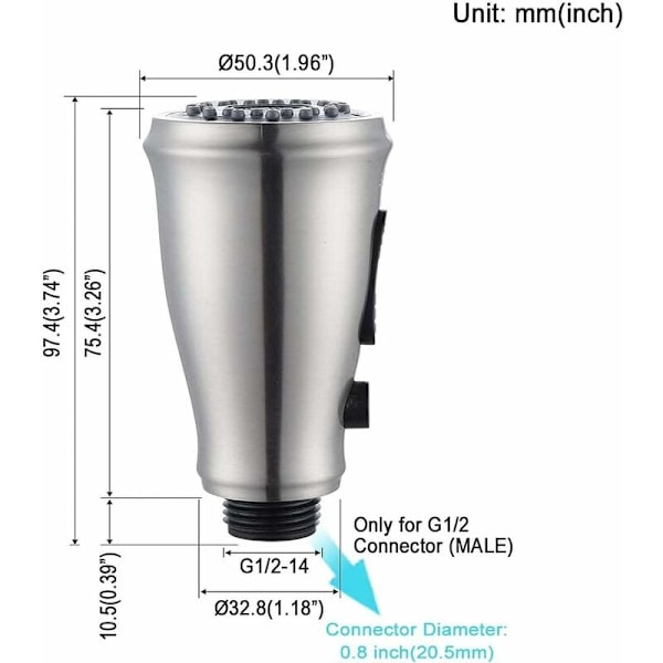 Kjøkkenkran Sprayhode, 3 Moduser Kraner Aerator med Kontrollknapp Anti-Splash Universal G 1/2 Pull Out Vaskekran Sprayer Tilbehør Vann Savi