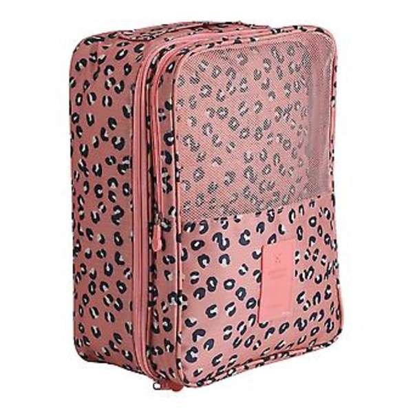 HDWISS Bærbar Vandtæt Rejse Sko Opbevaringspose Tryk Skuffe Organizer (Pink Leopard)