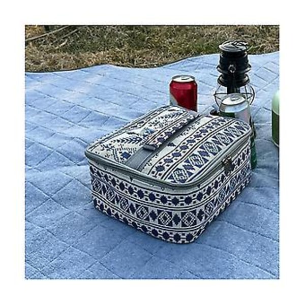 Picknickväska för utomhusbruk med bestick, matbehållare, multifunktionell påse, stor grillväska - D