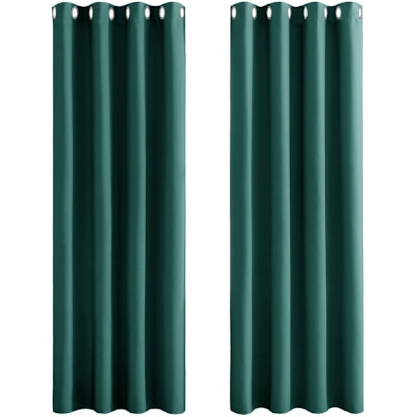 Blackout Curtains for Bedroom - Double Thermal Insulated Window Curtain for Home / Heavy Solid Fabric for, Set of 2, 132 x H 175 cm, Turquoise Green