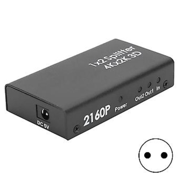 HDMI Splitter Én i To High Definition 1 Ind 2 Ud Fordeler 1x2 4K Konverter 100‑240VEU