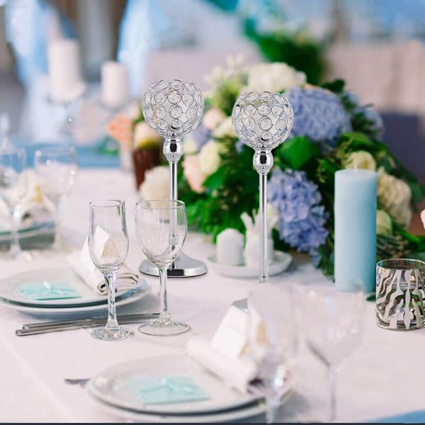 Lysestakeholdersett med krystall for middagsbord, bryllup og votivfester, perfekte ornamenter