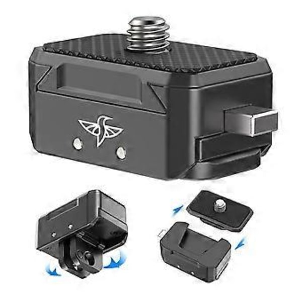 R072 Aluminium Quick Release Mount Adapter Base med Mount Plate Magnetisk Action Kamera Mount med 1/4-Tommer Interface