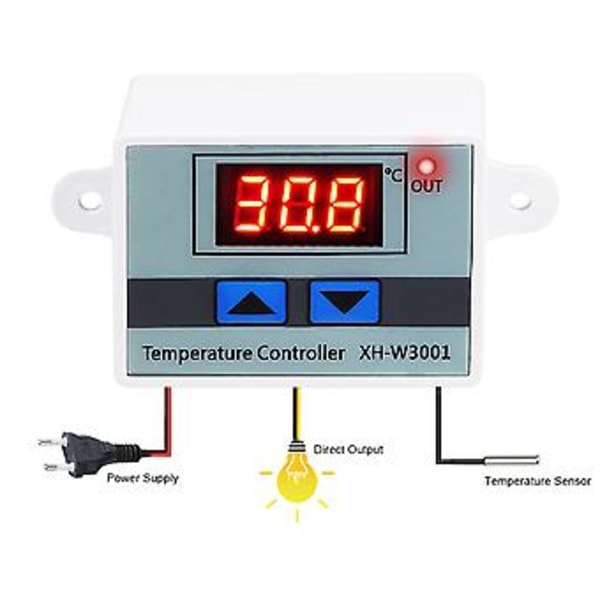 12/24/220V 10A Mikrocomputer Digital LED Temperaturregulator Termostat Kontrolkontakt Og Probe
