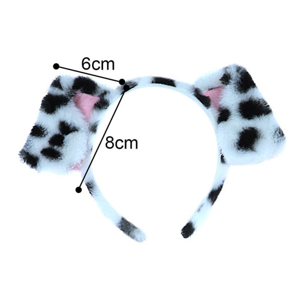 Spotted Dog Ear Hair Hoop Plush Imitation Animal Ear Performance Props Cartoon Headwear Hair Accessories Black White Spot