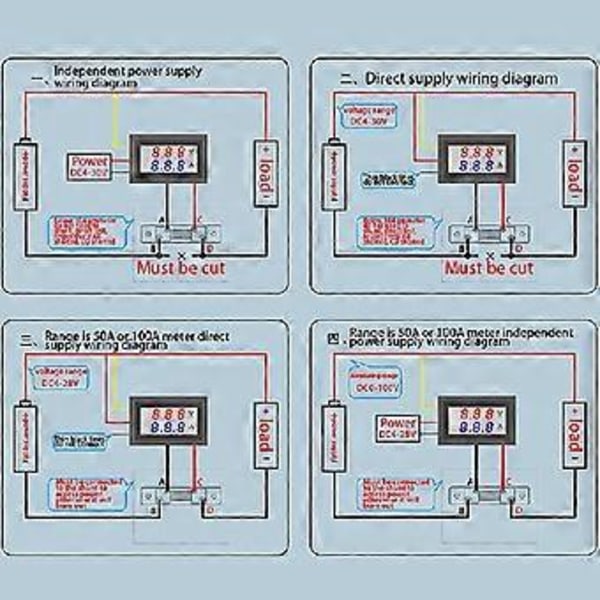 Multimeter Spændingsstrømsmåler Tester til DC 0-100V 50A LED Display Panel