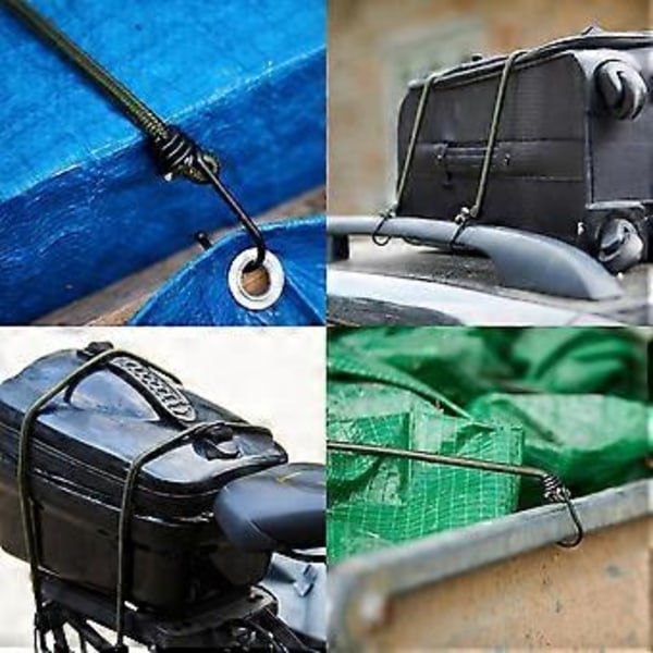 18\" (45 cm) Kraftiga gummistroppar med krokar - 10-pack - Val av storlekar - Mångsidiga elastiska gummiband för bagageremmar, camping - Väderbeständiga