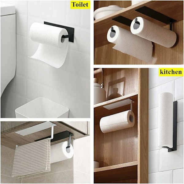 2 kpl keittiöpaperiteline, WC-paperiteline, keittiöpaperiteline seinälle, keittiöpaperiteline kaapin alle, paperipyyhkeen pidike
