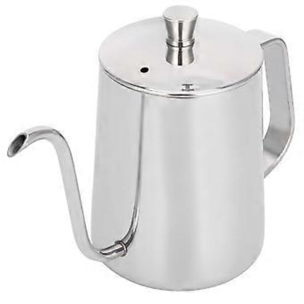 600 ml Kaffedroppkanna 304 Rostfritt Stål Smal Pip Förtjockad Kaffekanna med Lock