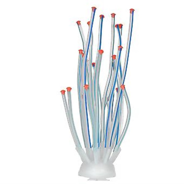 Kunstig koral silikone fluorescerende simulering akvarium fisketank 2-farvet rørdekoration blå 20x8cm