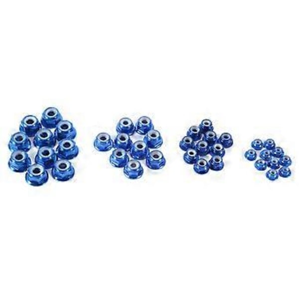 Anodisert M5 Nyloninnlegg Selvlåsende Muttere Sekskantlåsemutter Aluminiumlegering 10 stk sett Kongeblå