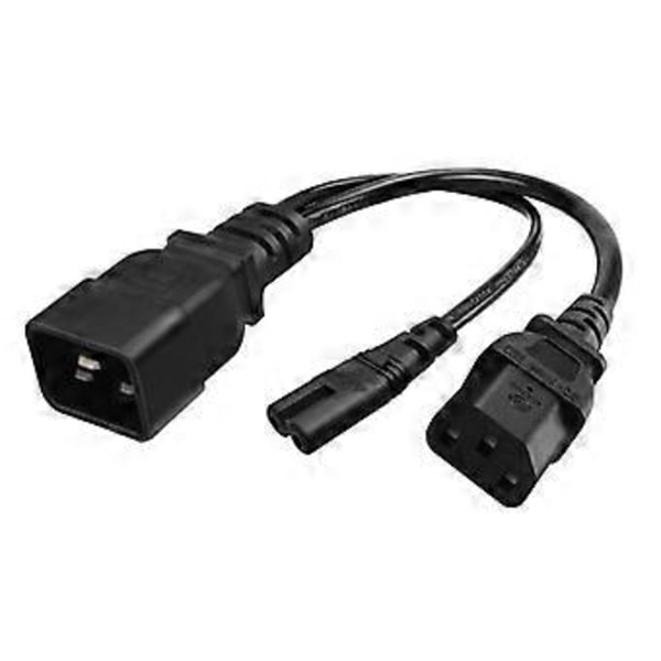 30 cm IEC320 C20 - IEC320 C7+C13 Naaras AC-virtajohdon jatkokaapelisovitin