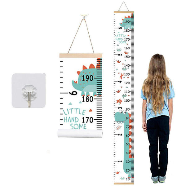 Growth Chart for Kids, Height Chart for Kids/Boys/Girls/Baby, Canvas & Wooden, Removable Growth Height Chart, Wall Room Decor-KL