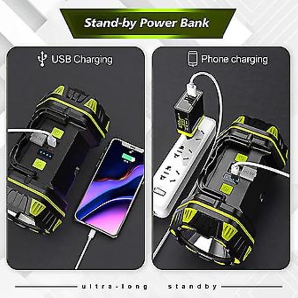 LED-lampa Uppladdningsbar, Blixt, kamera, 4800mAh Powerbank, 8 Lägen